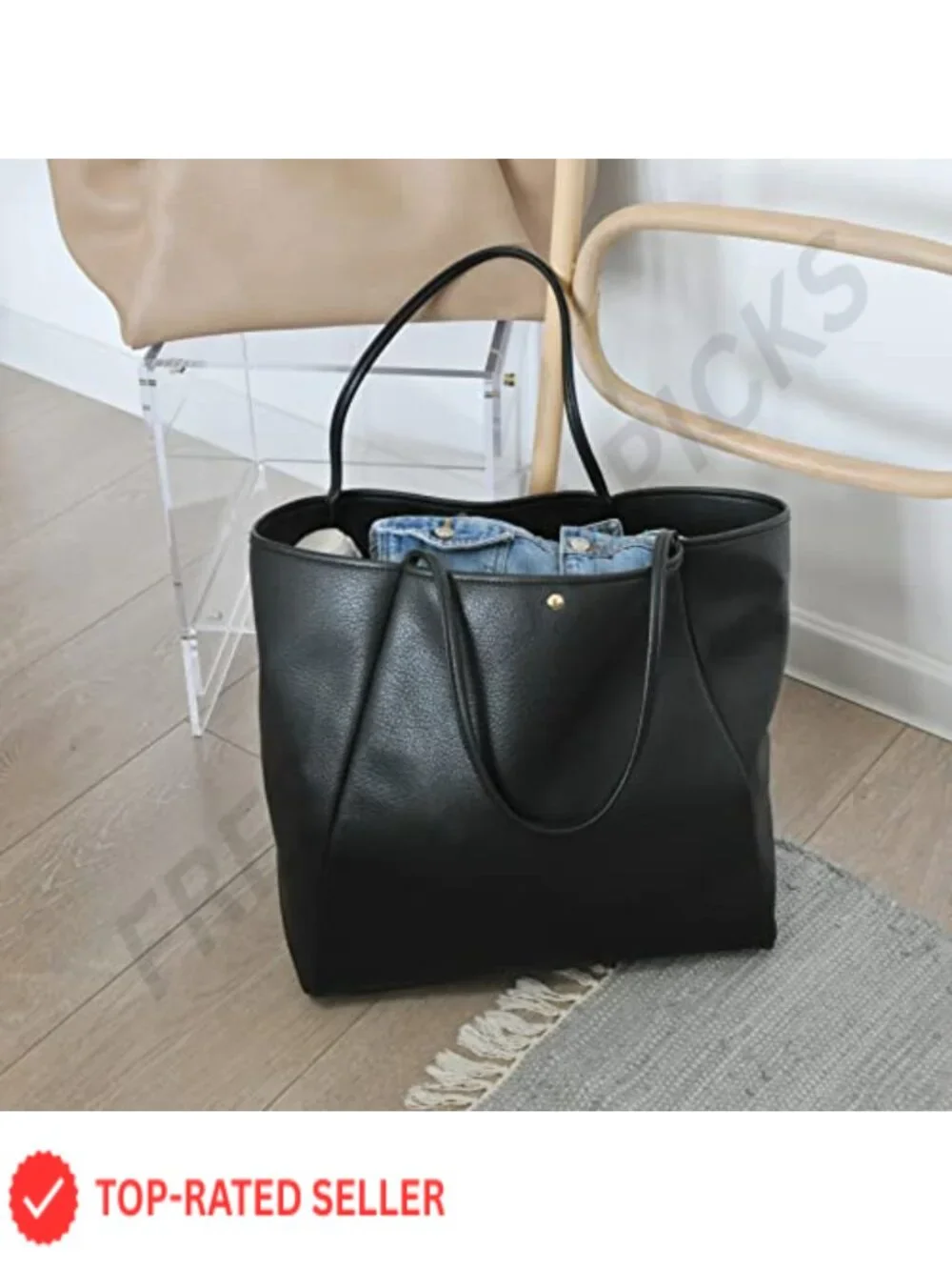 Oversize PU Leather Tote Weekender Travel Bag Shopper Hobo